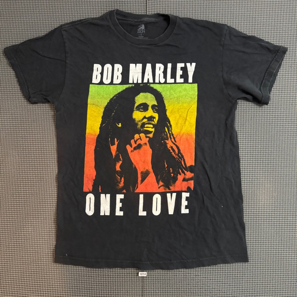 Zion Rootswear Bob Marley One Love Graphic T-Shirt Black Mens Medium Reggae Tee